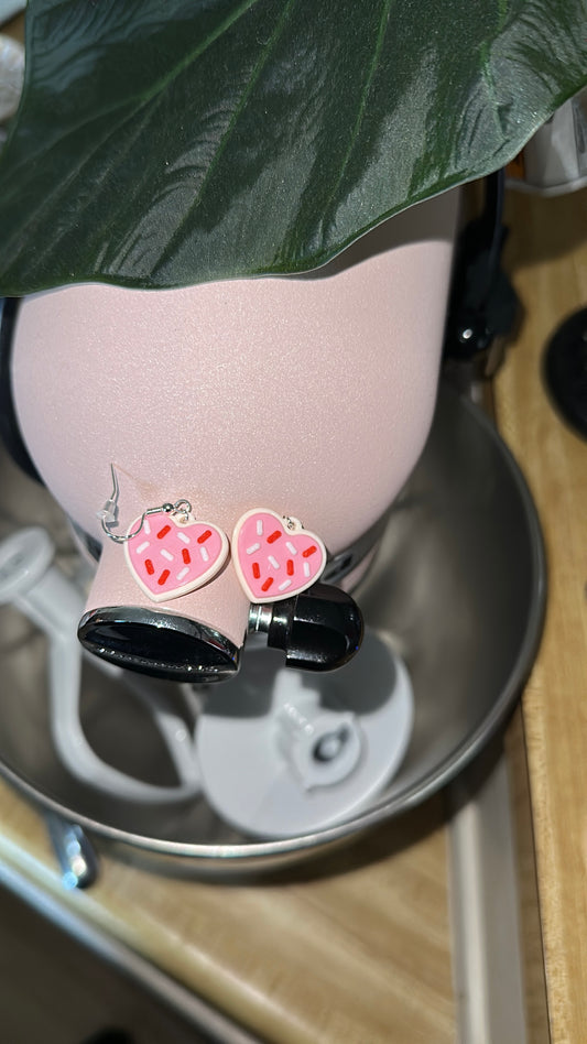 Frosted Cookie Heart Earrings