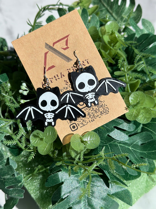 Skeleton Bat Earrings