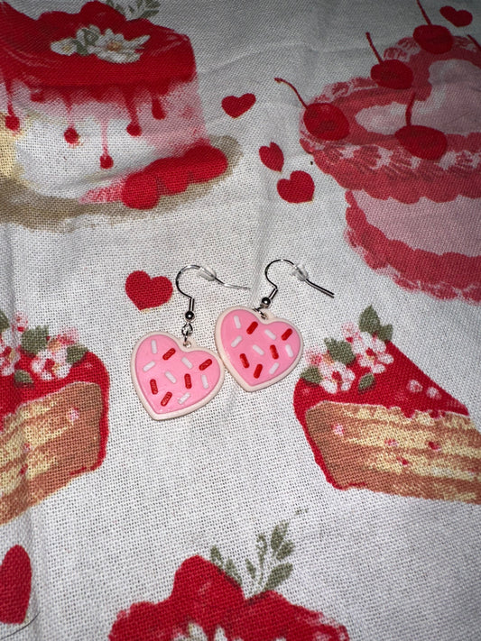 Frosted Cookie Heart Earrings
