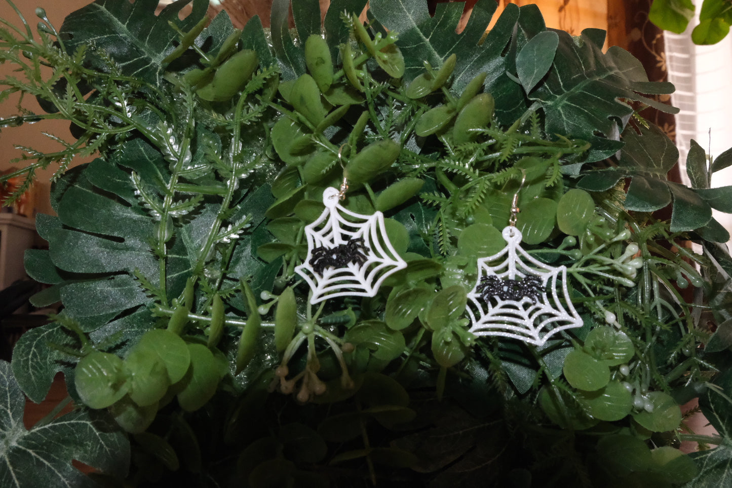 Spider Web Dangling Spider Earrings
