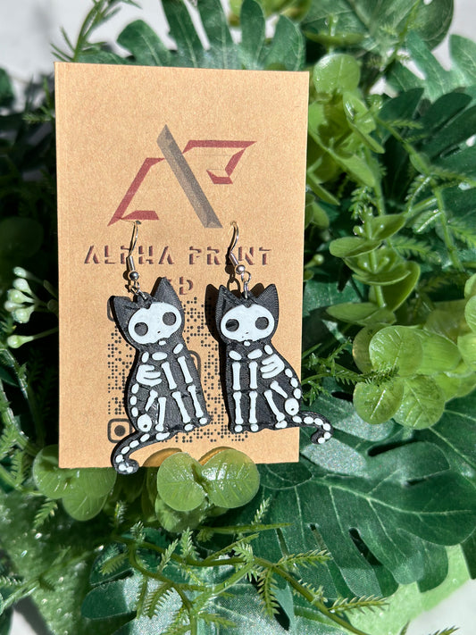 Skeleton Cat Earrings