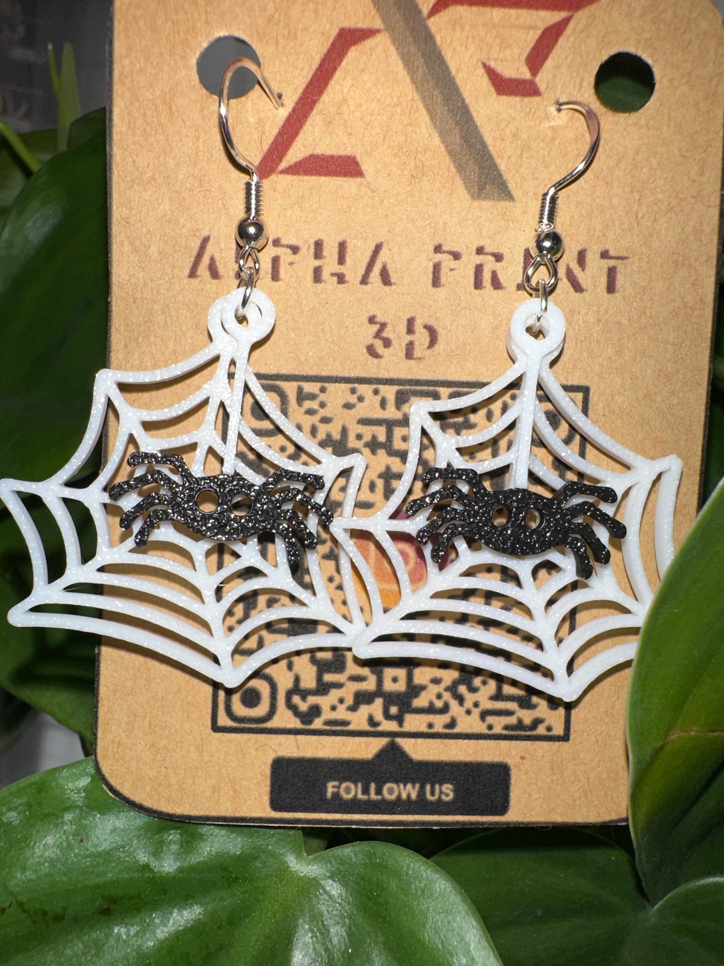 Spider Web Dangling Spider Earrings